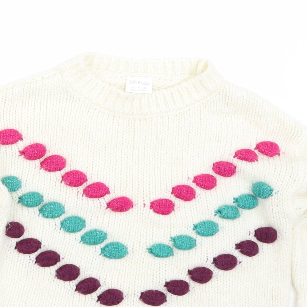 F&F Girls White   Pullover Jumper Size 11 Years
