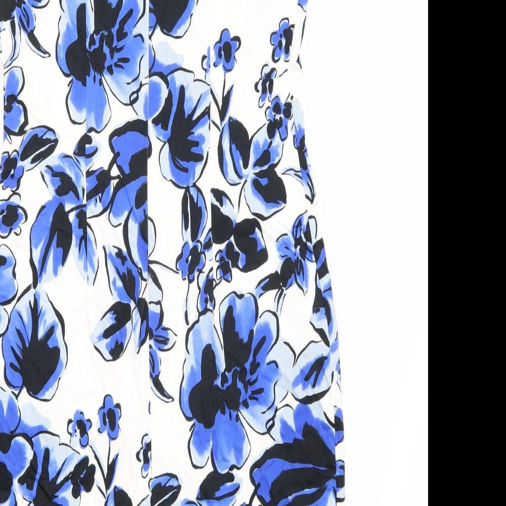 F&F Womens White Floral Rayon A-Line  Size 14