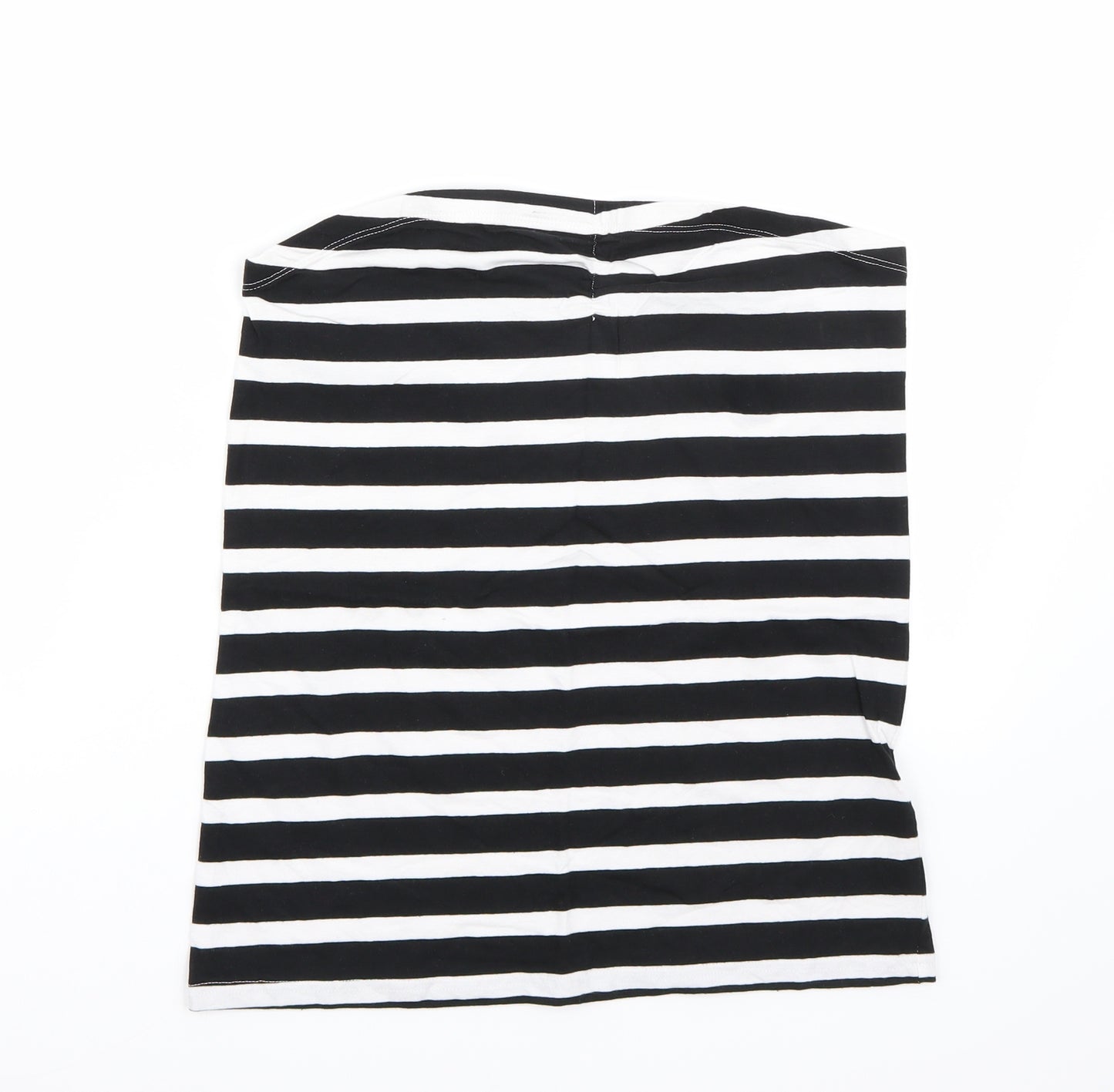 Peacocks Womens White Striped  Basic T-Shirt Size L