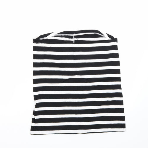 Peacocks Womens White Striped  Basic T-Shirt Size L