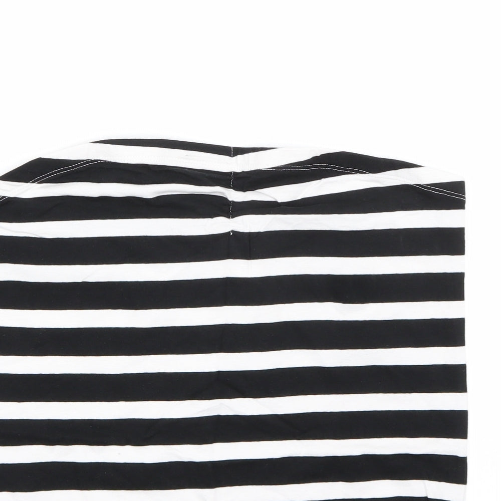 Peacocks Womens White Striped  Basic T-Shirt Size L