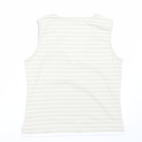 Ellie Louise Womens Beige Striped  Basic T-Shirt Size XL