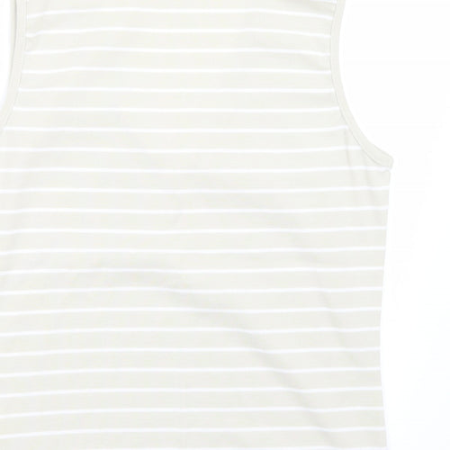 Ellie Louise Womens Beige Striped  Basic T-Shirt Size XL