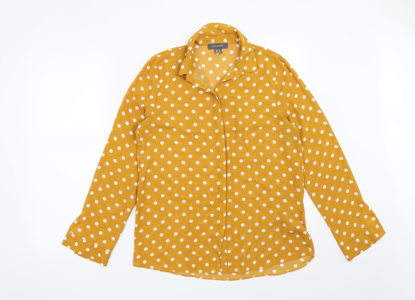Primark Womens Yellow Polka Dot  Basic Blouse Size 10