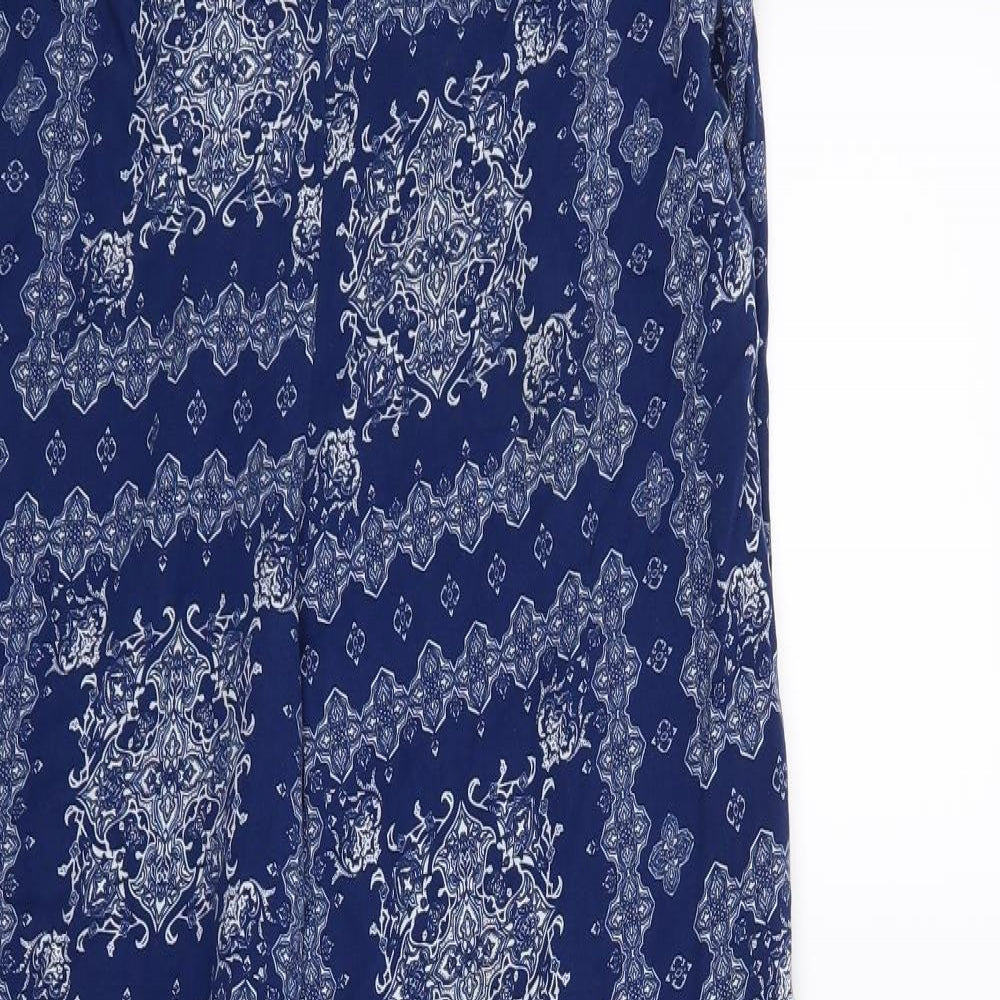 Marks and Spencer Womens Blue Geometric  Trousers  Size 10 L27 in