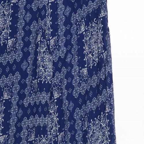 Marks and Spencer Womens Blue Geometric  Trousers  Size 10 L27 in