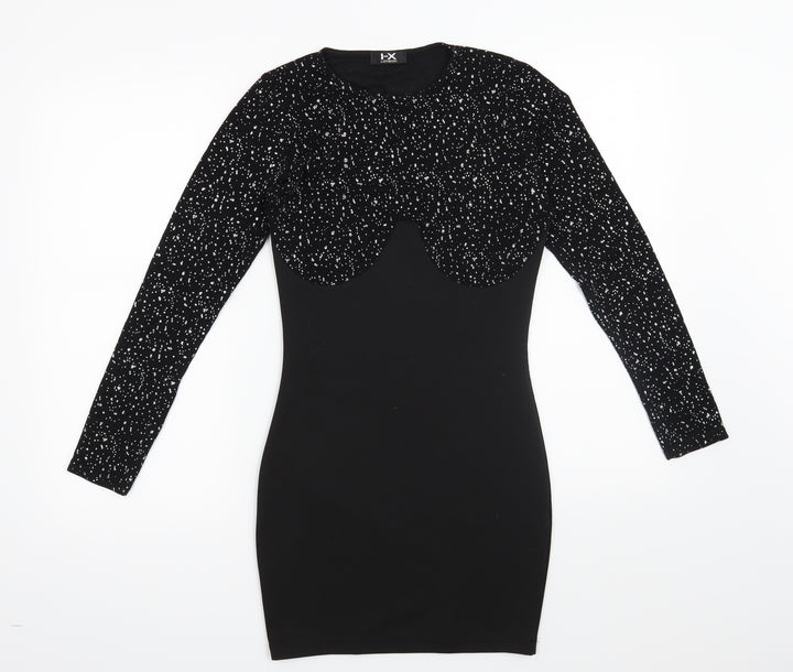 Preworn Womens Black Geometric Bodycon Size 8