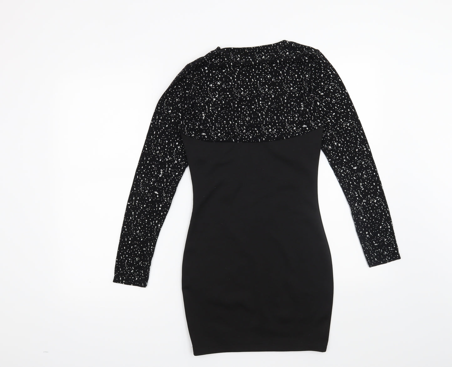 Preworn Womens Black Geometric  Bodycon  Size 8