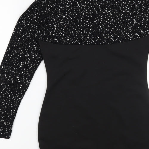 Preworn Womens Black Geometric  Bodycon  Size 8