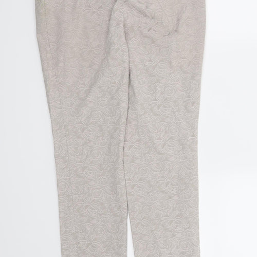 NEXT Womens Beige Floral  Trousers  Size 8 L32 in