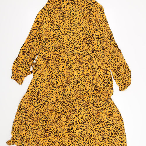 Papaya Womens Yellow Animal Print  Shirt Dress  Size 12