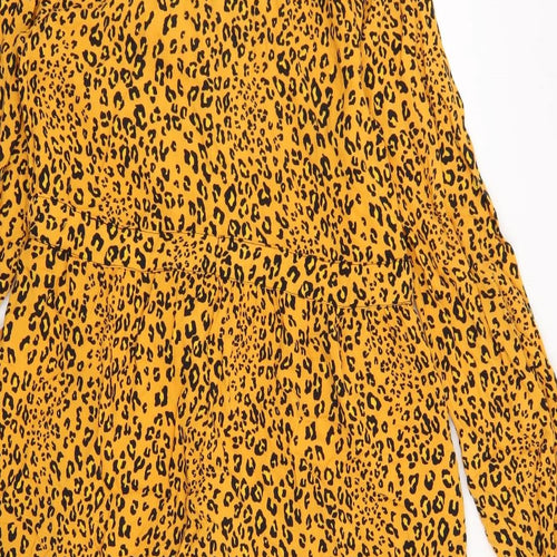 Papaya Womens Yellow Animal Print  Shirt Dress  Size 12