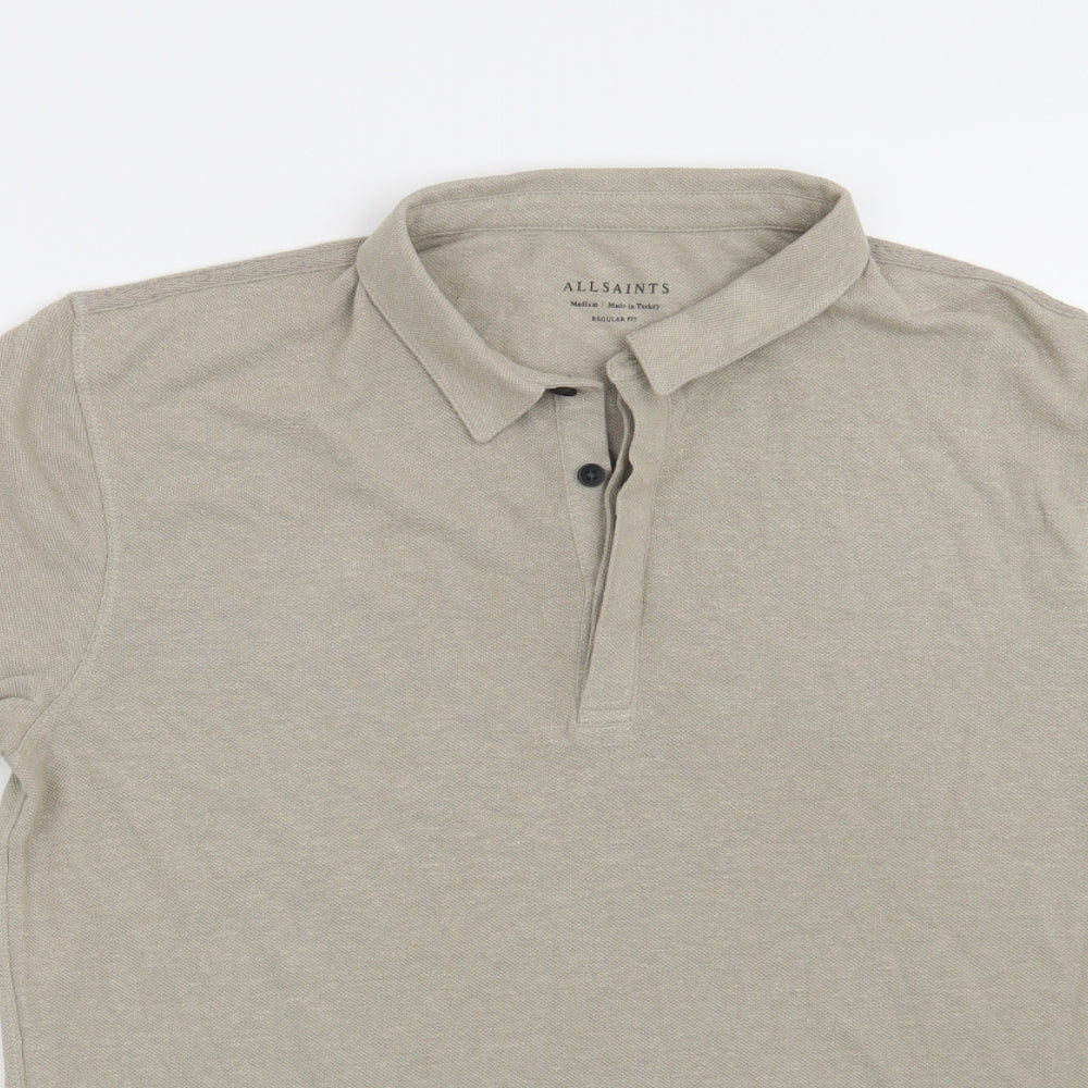 All Saints Mens Beige    Polo Size M