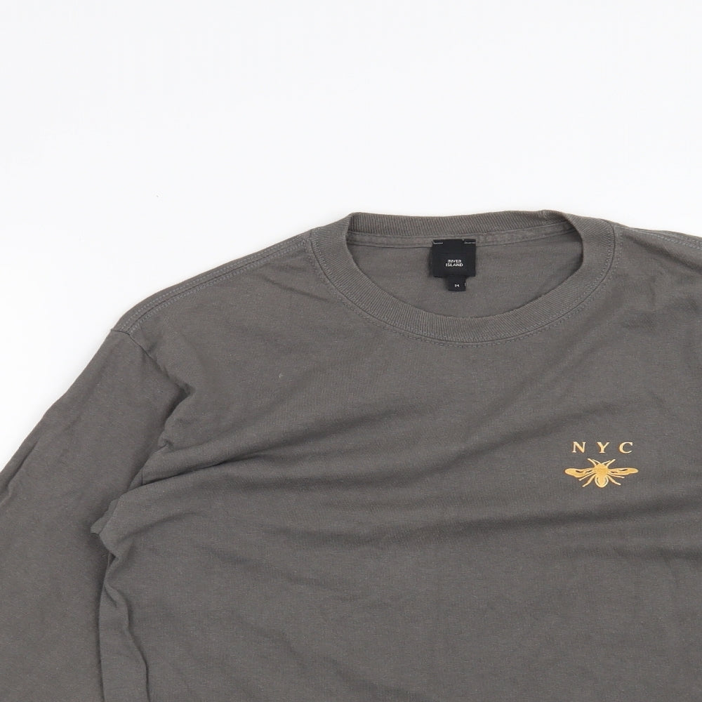 River Island Mens Grey   Pullover Sweatshirt Size M  - NYC