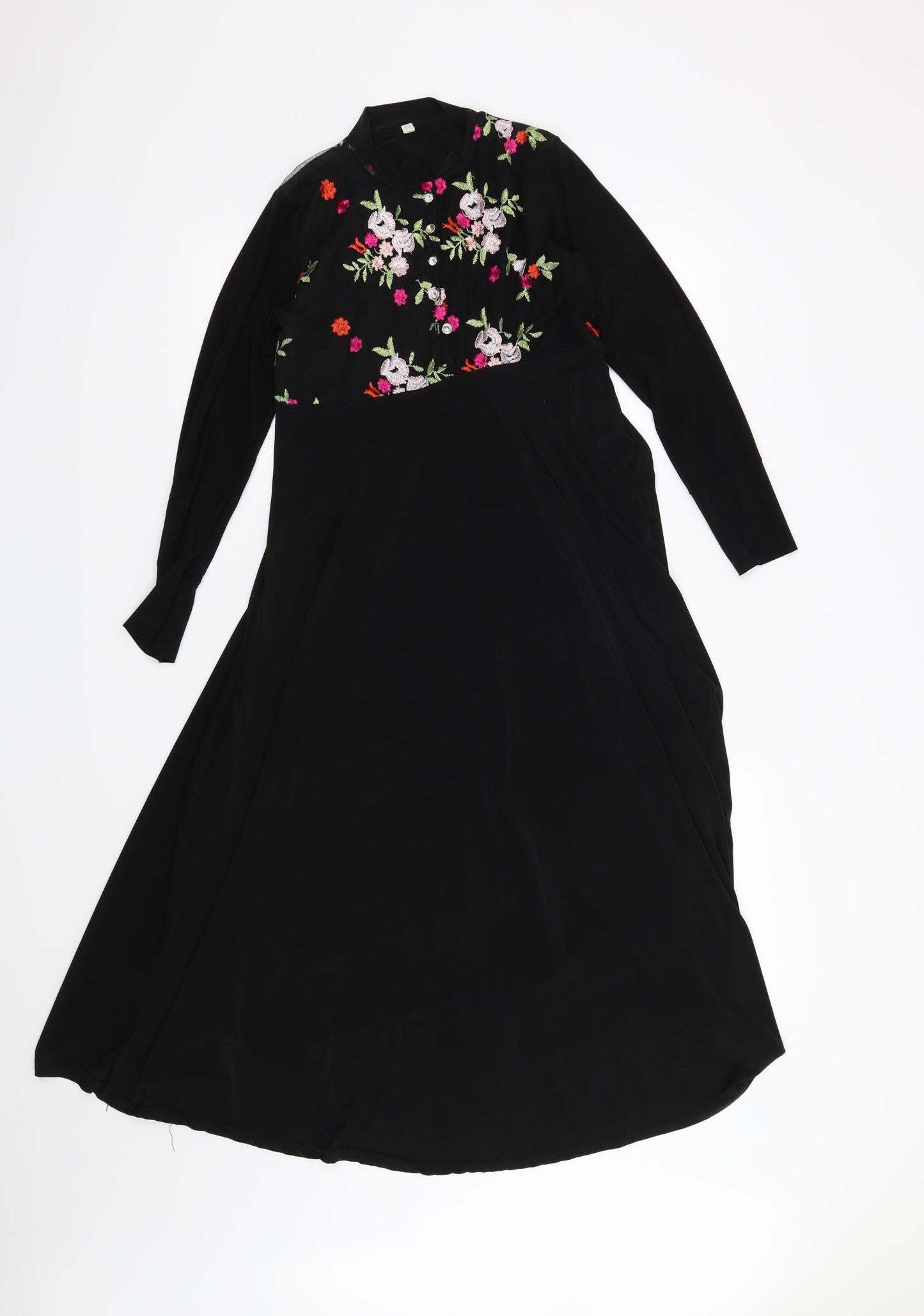Preworn Womens Black Floral  Fit & Flare  Size 18