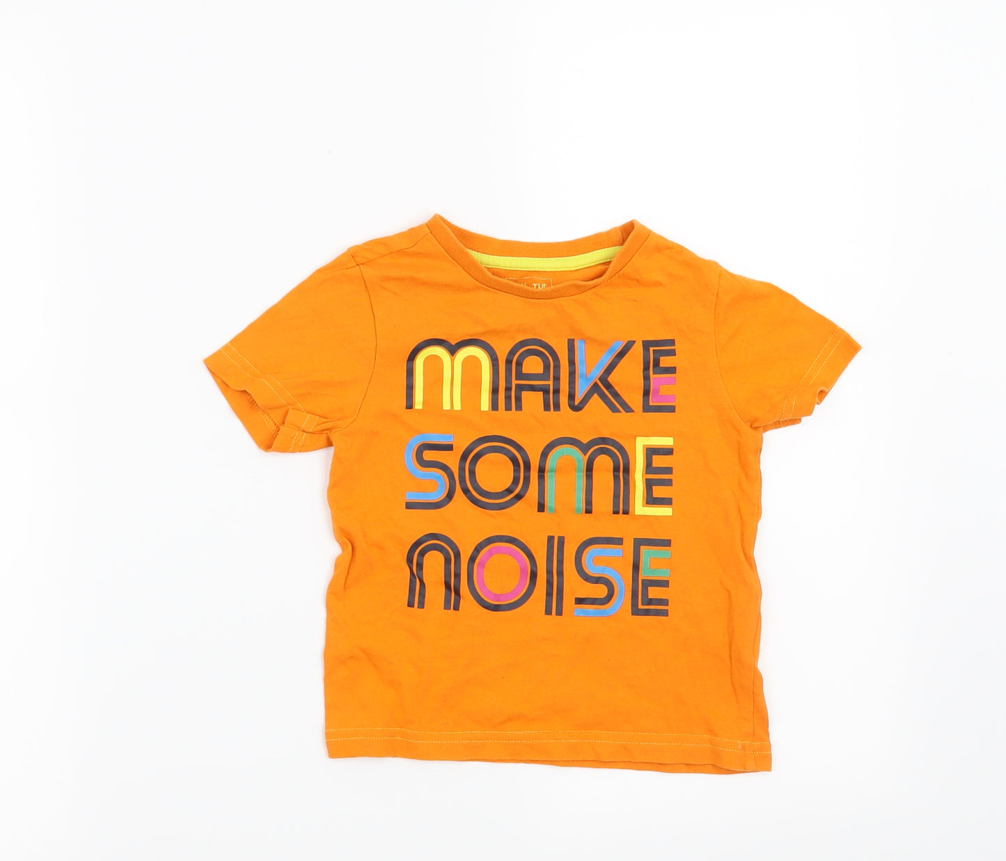 F&F Boys Orange   Basic T-Shirt Size 2-3 Years  - Make Some Noise