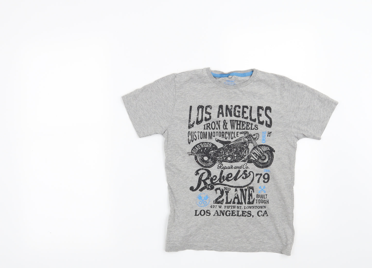 Rebel Boys Grey   Pullover T-Shirt Size 9-10 Years  - Los Angeles Iron & Wheels