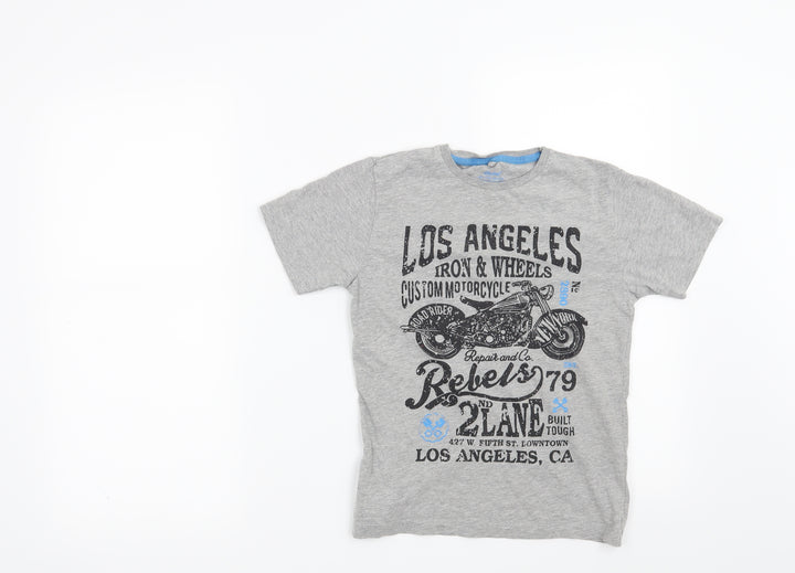 Rebel Boys Grey   Pullover T-Shirt Size 9-10 Years  - Los Angeles Iron & Wheels