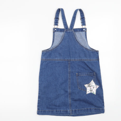 George Girls Blue   Pinafore/Dungaree Dress  Size 9-10 Years  - Heart and Star