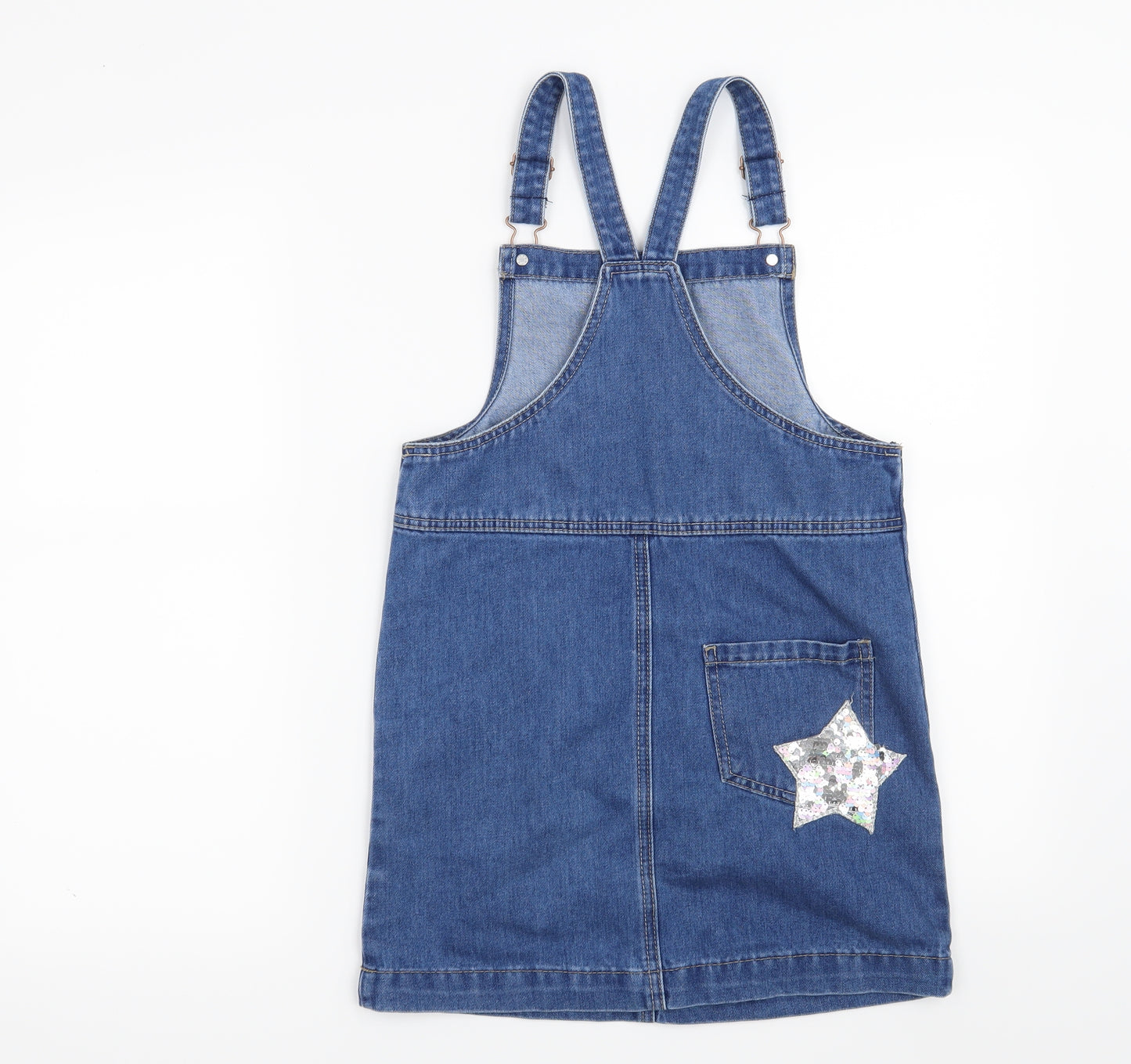 George Girls Blue   Pinafore/Dungaree Dress  Size 9-10 Years  - Heart and Star