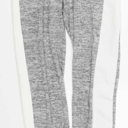 Boohoo Womens Grey Striped  Sweatpants Trousers Size 10 L28 in