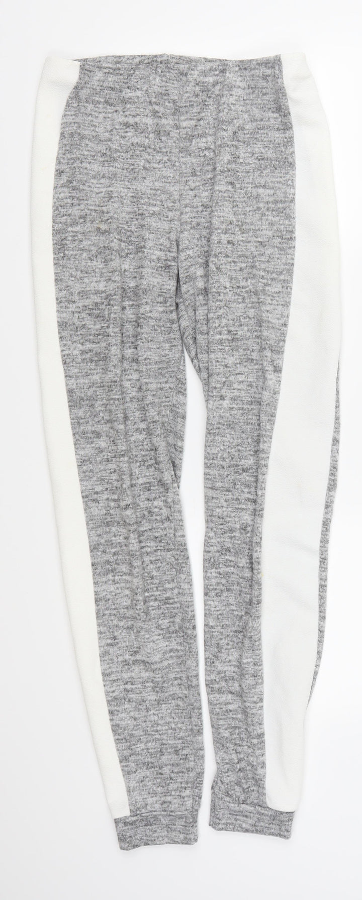 Boohoo Womens Grey Striped Sweatpants Trousers Size 10 L28 in
