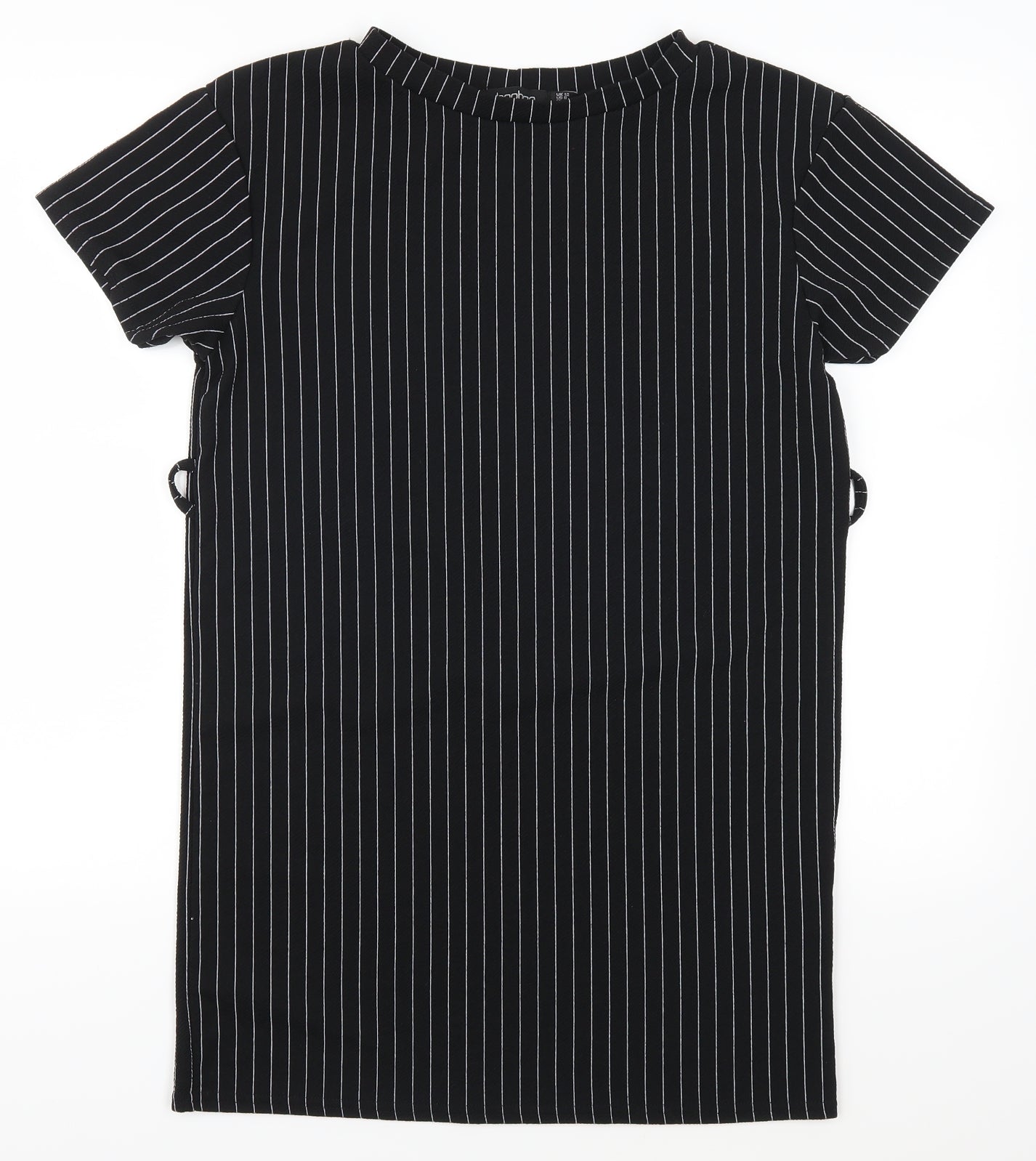Boohoo Womens Black Striped  T-Shirt Dress  Size 12