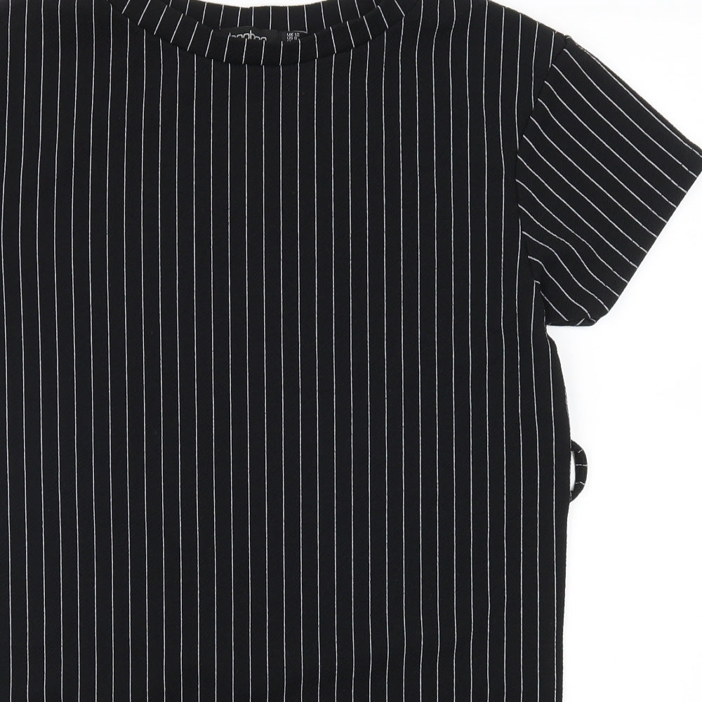 Boohoo Womens Black Striped  T-Shirt Dress  Size 12