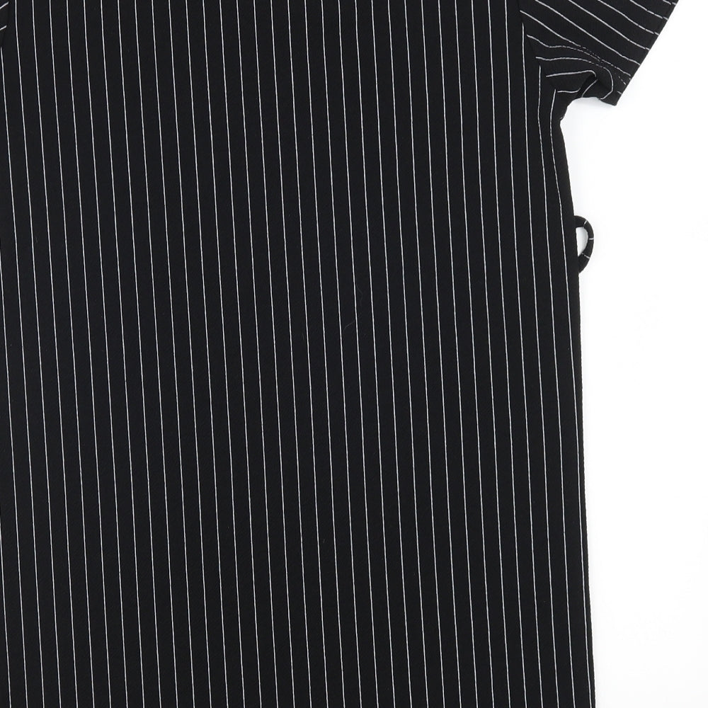 Boohoo Womens Black Striped  T-Shirt Dress  Size 12