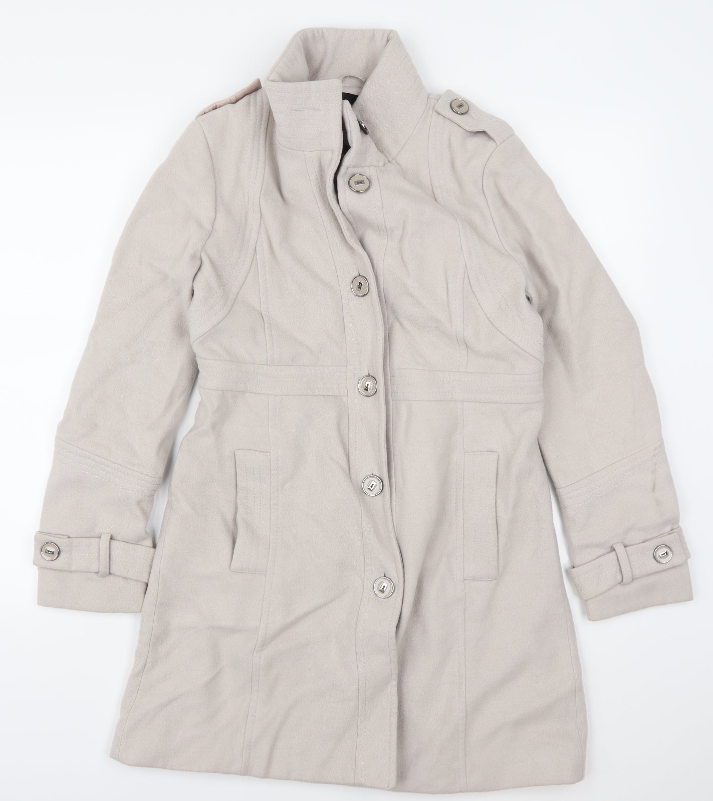 Wallis Womens Grey   Pea Coat Coat Size 10