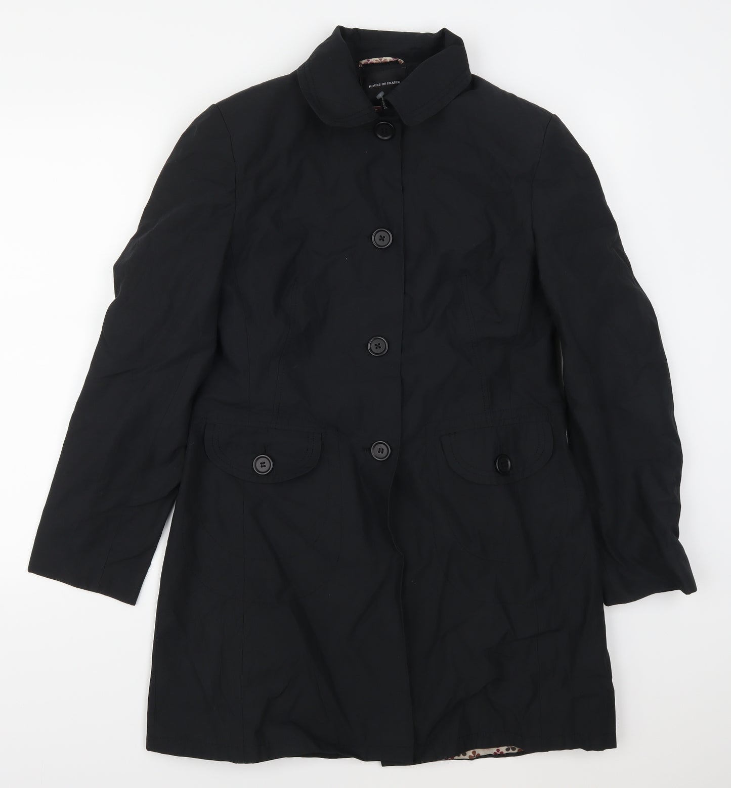 House of Fraser Womens Black   Trench Coat Coat Size 12