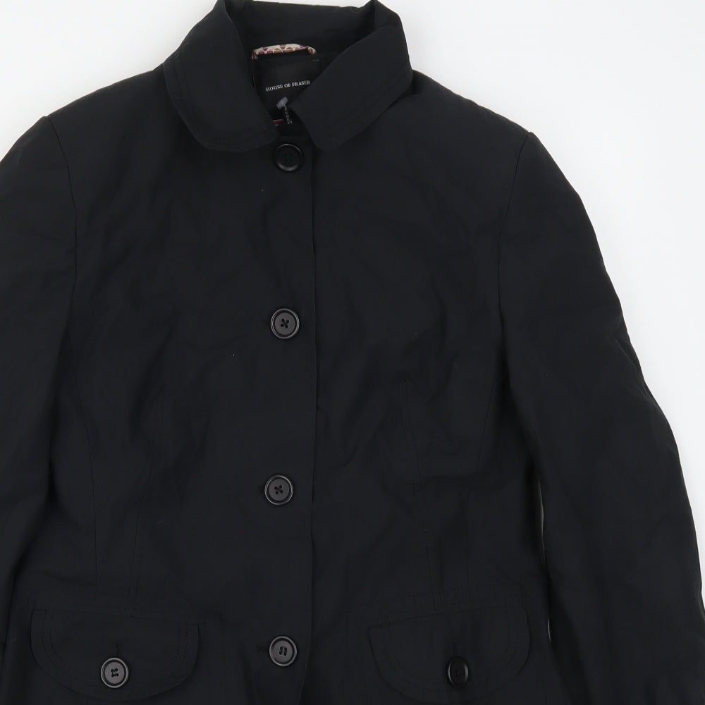 House of Fraser Womens Black   Trench Coat Coat Size 12