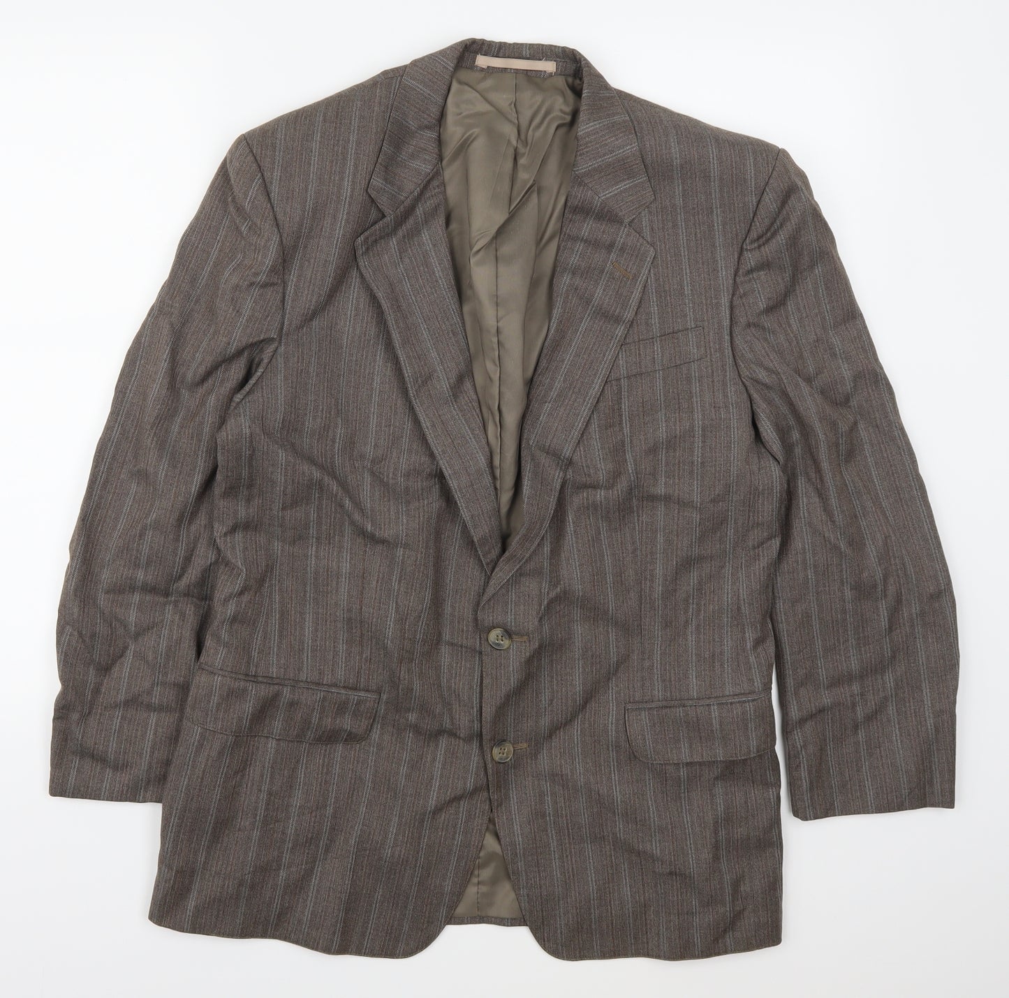 Wellington Mens Brown Striped  Jacket Suit Jacket Size 40