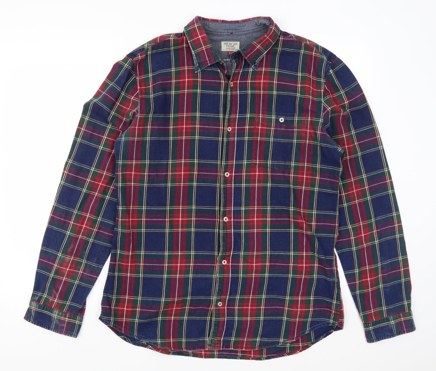 NEXT Mens Multicoloured Check   Button-Up Size L