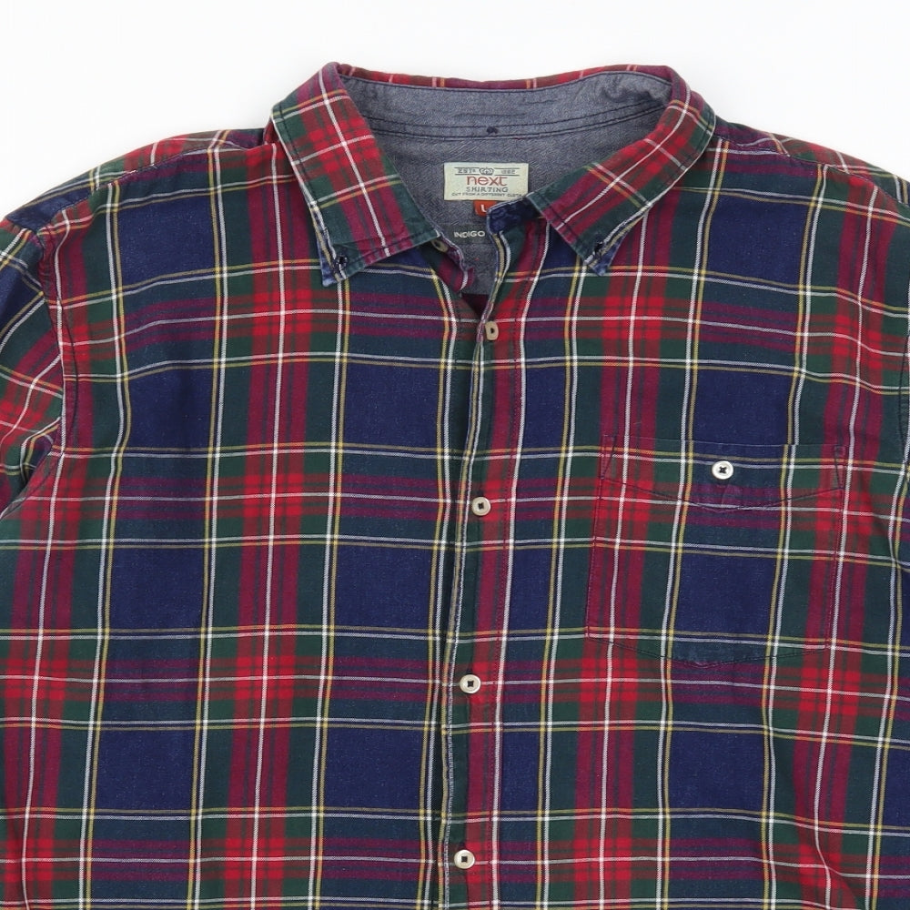 NEXT Mens Multicoloured Check   Button-Up Size L