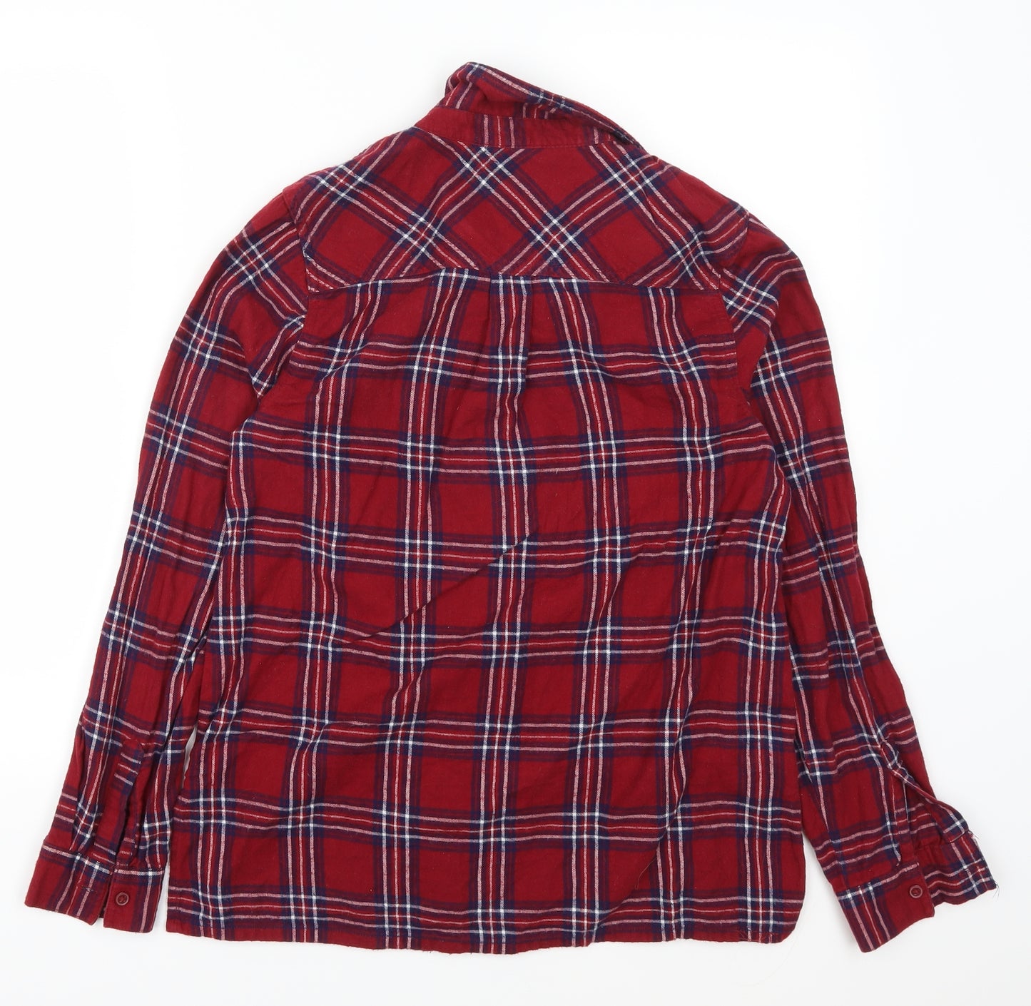 New Look Womens Red Check Flannel Basic Button-Up Size 10