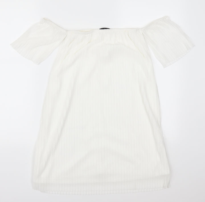 Boohoo Womens White Mini Size 10 - Pleated