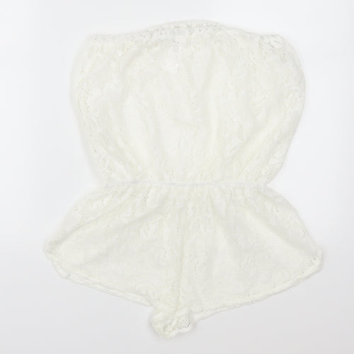 Ocean Club Womens White  Lace Playsuit One-Piece Size 10  - Beach Cover Up