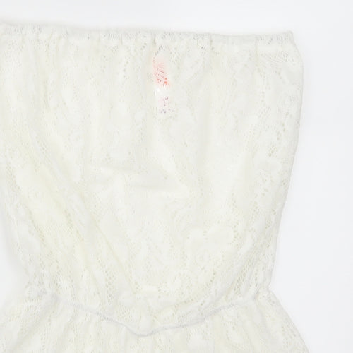 Ocean Club Womens White  Lace Playsuit One-Piece Size 10  - Beach Cover Up