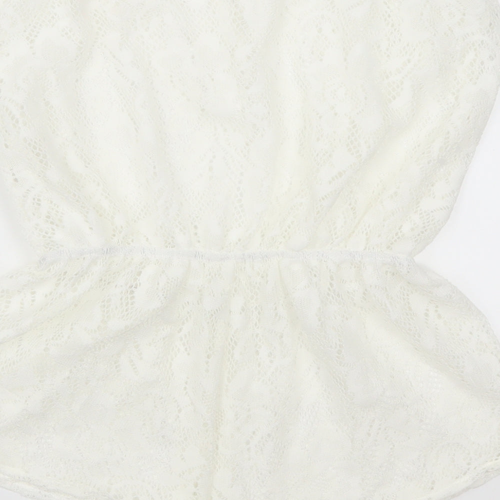 Ocean Club Womens White  Lace Playsuit One-Piece Size 10  - Beach Cover Up