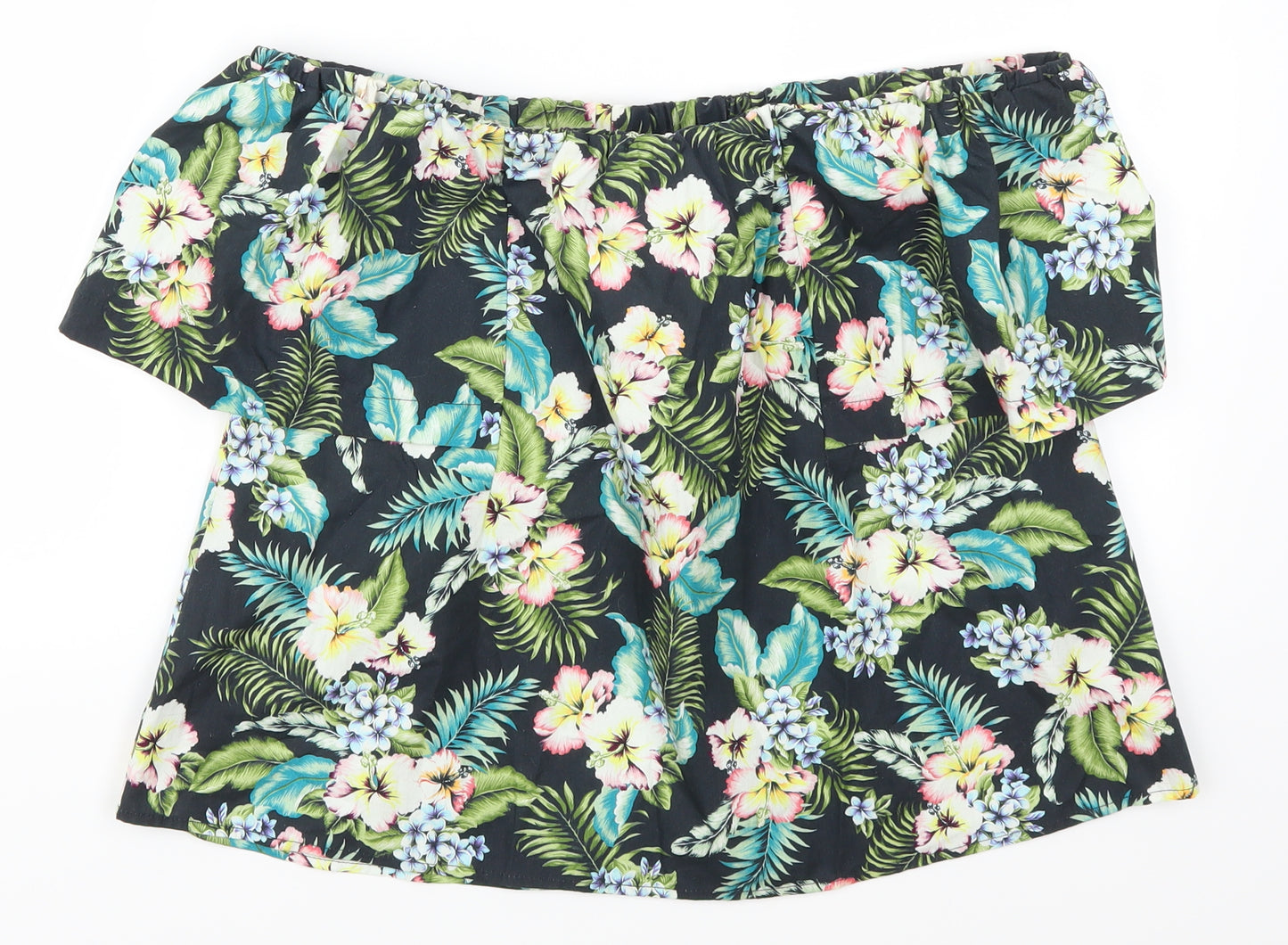 Topshop Womens Green Floral  Basic T-Shirt Size 8