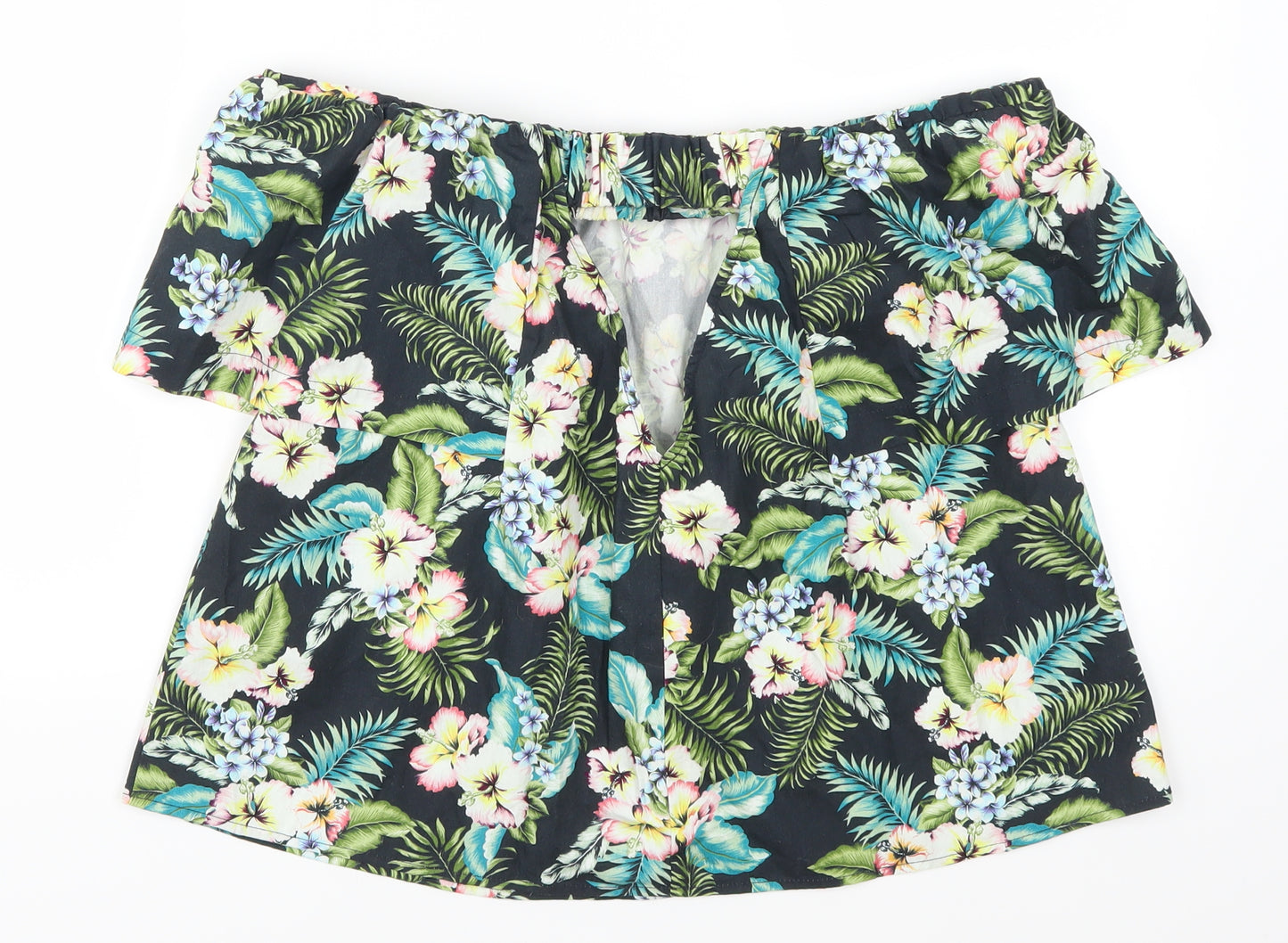 Topshop Womens Green Floral  Basic T-Shirt Size 8