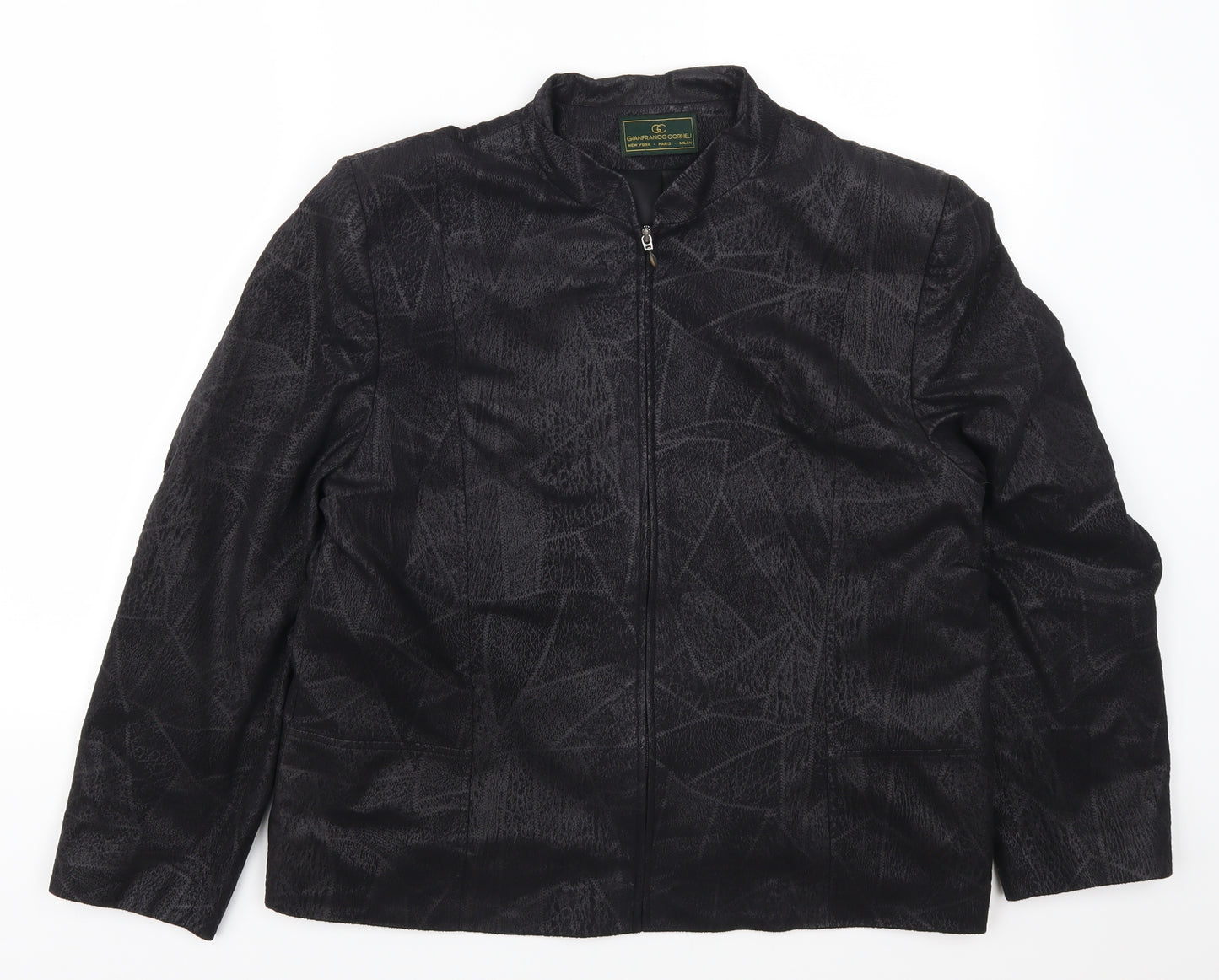 Gianfranco Corneli Womens Grey Geometric  Jacket  Size 18