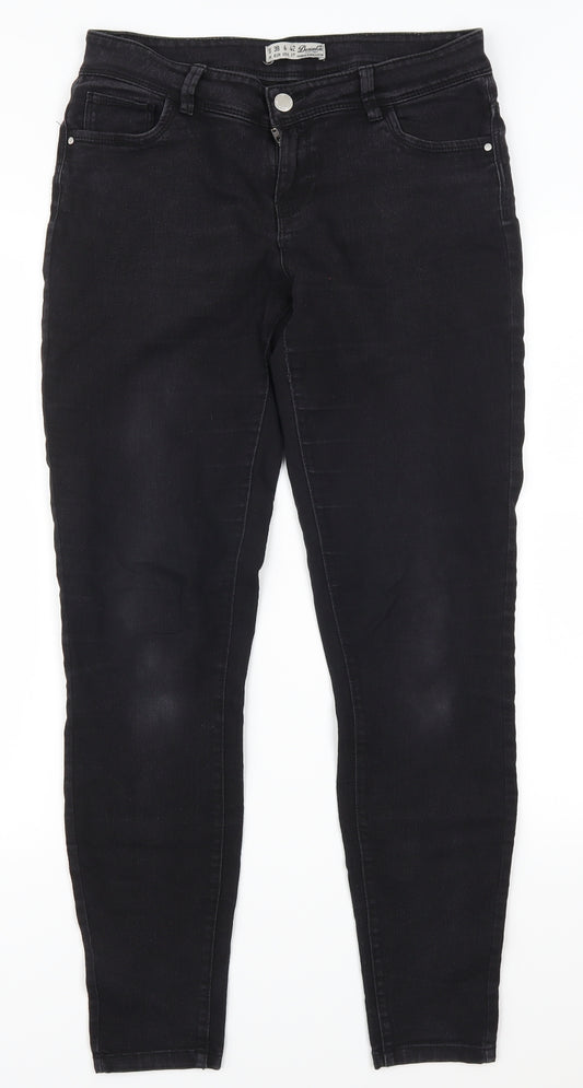 Front view of Denim Co women’s grey denim skinny jeans, size UK 10, 29-inch leg