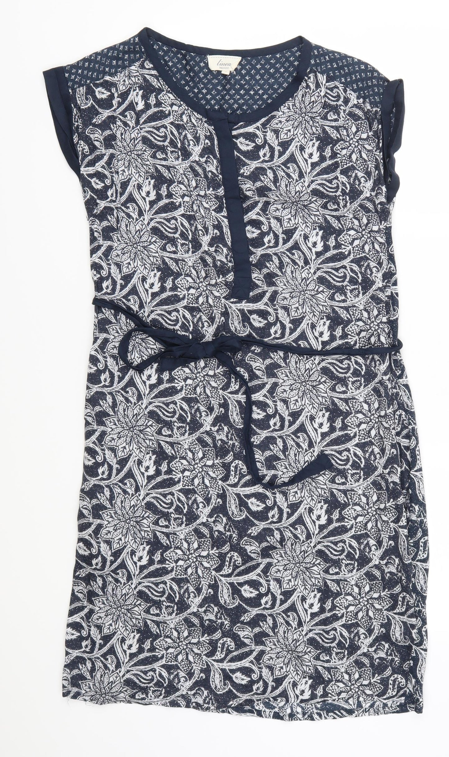 LLinea Womens Blue Floral  T-Shirt Dress  Size 8