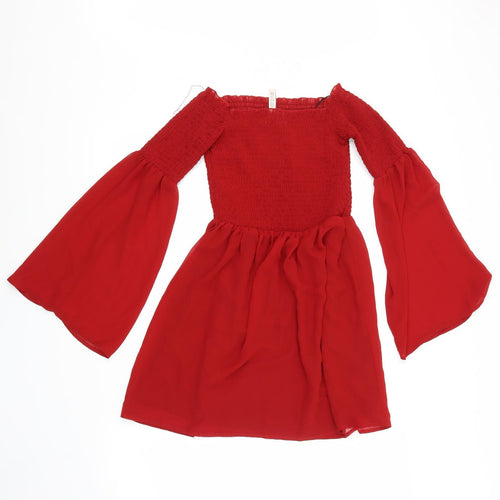 H&M  Womens Red   Skater Dress  Size 6