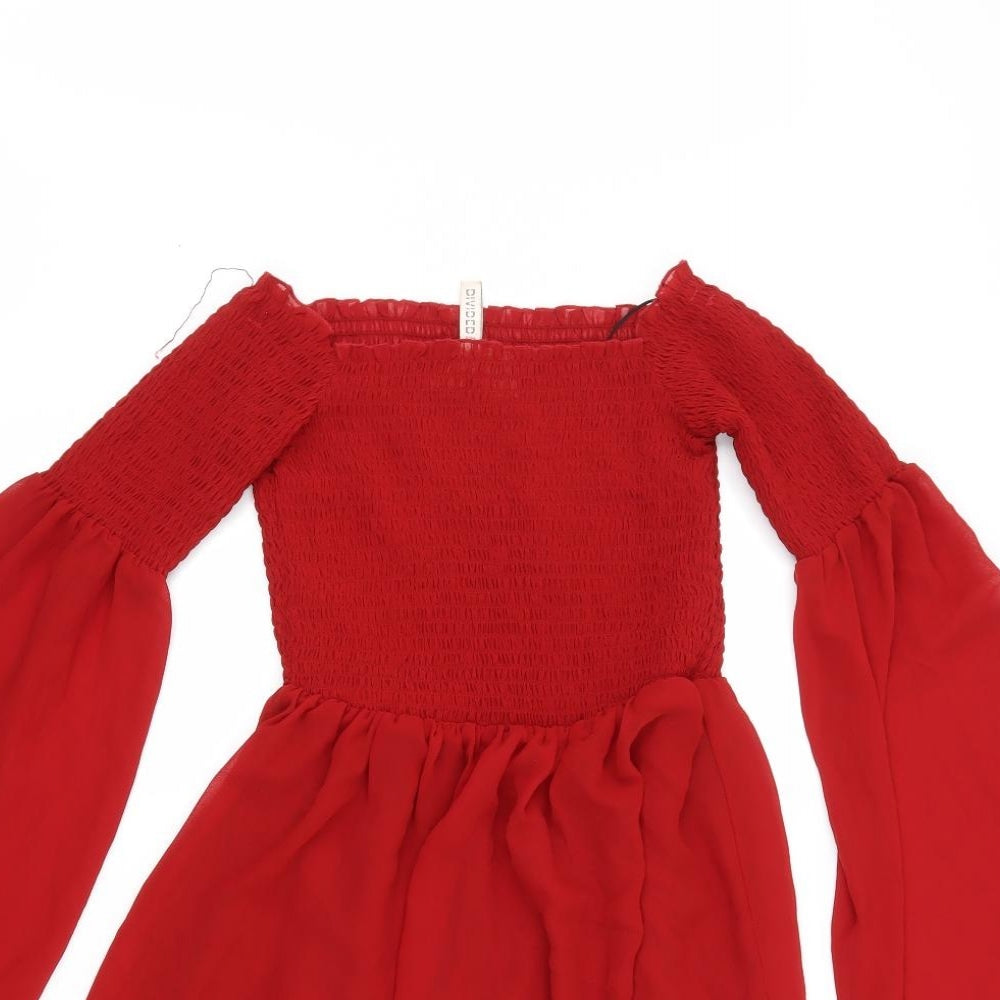 H&M  Womens Red   Skater Dress  Size 6