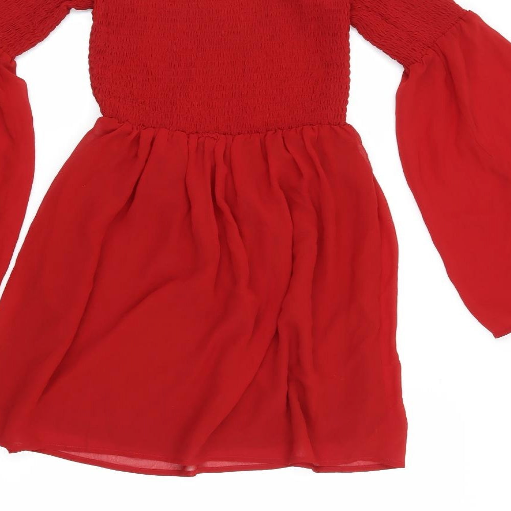 H&M  Womens Red   Skater Dress  Size 6