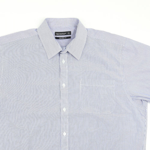 Cedar Wood State Mens Blue Striped   Button-Up Size 17