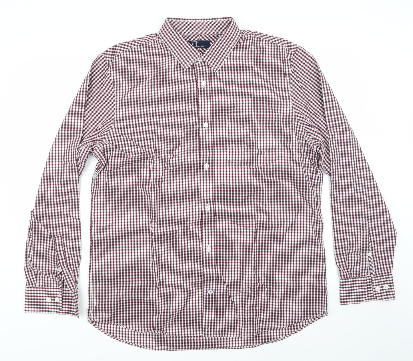Gap Mens White Check   Dress Shirt Size XL